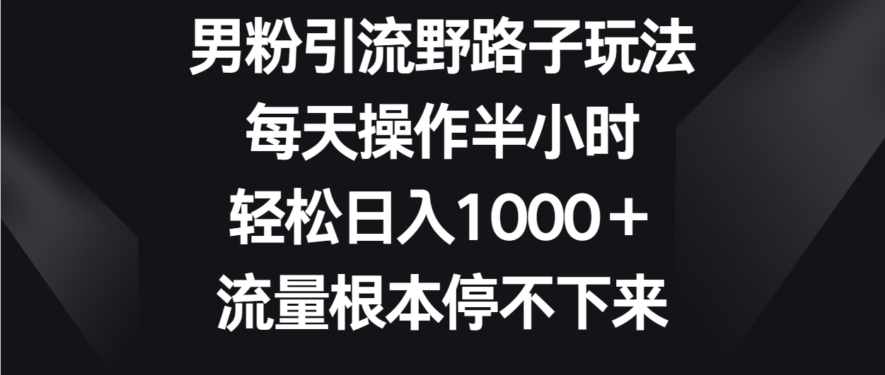 男粉引流野路子玩法，每天操作半小时轻松日入1000＋，流量根本停不下来-立业有术