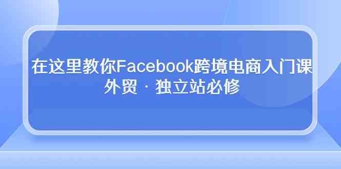在这里教你Facebook跨境电商入门课，外贸·独立站必修（19节课）-立业有术