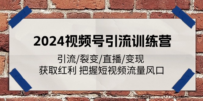 2024视频号引流训练营：引流/裂变/直播/变现 获取红利 把握短视频流量风口-立业有术