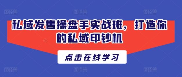 私域发售操盘手实战班，打造你的私域印钞机-立业有术