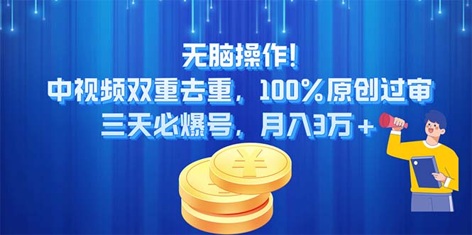 （11353期）无脑操作!中视频双重去重，100%原创过审，三天必爆号，月入3万+-立业有术