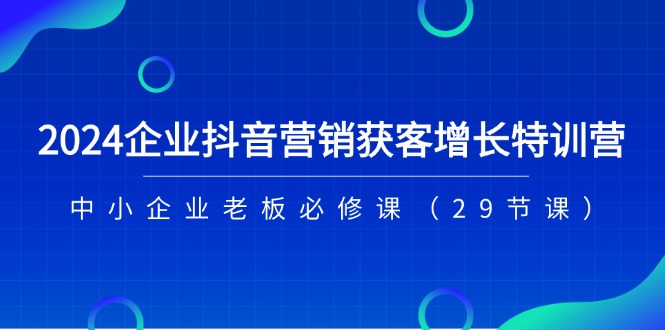 2024企业抖音营销获客增长特训营，中小企业老板必修课（29节课）-立业有术
