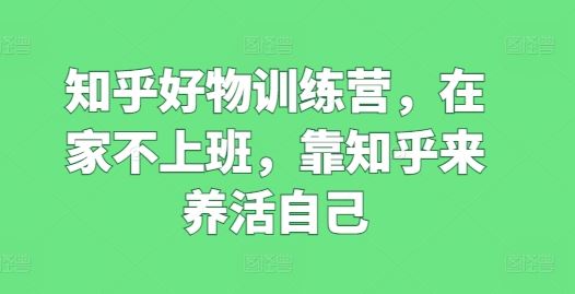 知乎好物训练营，在家不上班，靠知乎来养活自己-立业有术