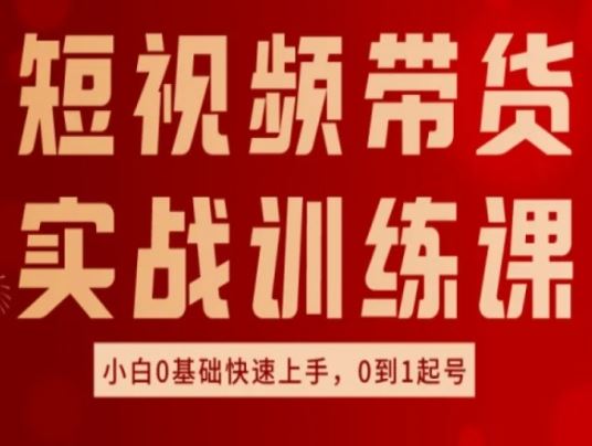 短视频带货实战训练课，好物分享实操，小白0基础快速上手，0到1起号-立业有术