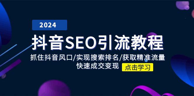 抖音SEO引流教程：抓住抖音风口/实现搜索排名/获取精准流量/快速成交变现-立业有术