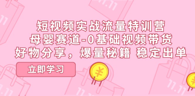 短视频实战流量特训营，母婴赛道-0基础带货，好物分享，爆量秘籍 稳定出单-立业有术