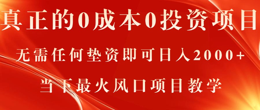 （11387期）真正的0成本0投资项目，无需任何垫资即可日入2000+，当下最火风口项目教学-立业有术