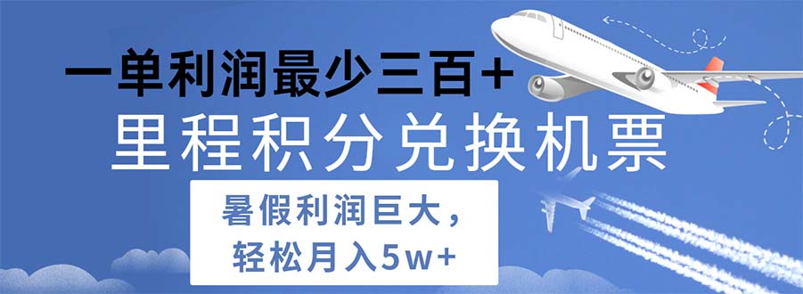 （11385期）2024暑假利润空间巨大的里程积分兑换机票项目，每一单利润最少500-立业有术
