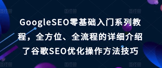 GoogleSEO零基础入门系列教程，全方位、全流程的详细介绍了谷歌SEO优化操作方法技巧-立业有术