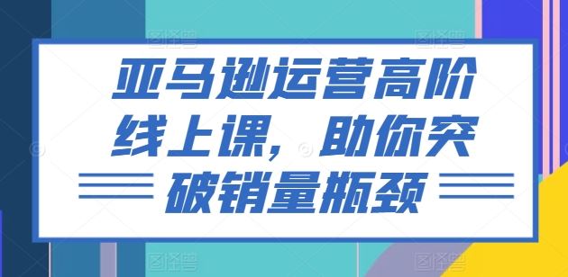 亚马逊运营高阶线上课，助你突破销量瓶颈-立业有术