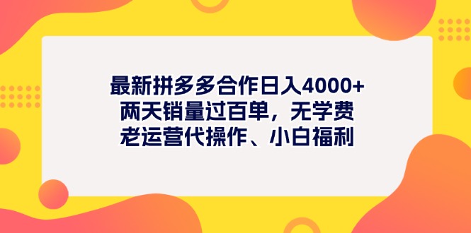 （11410期）最新拼多多项目日入4000+两天销量过百单，无学费、老运营代操作、小白福利-立业有术
