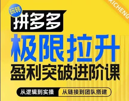拼多多极限拉升盈利突破进阶课，​从算法到玩法，从玩法到团队搭建，体系化系统性帮助商家实现利润提升-立业有术