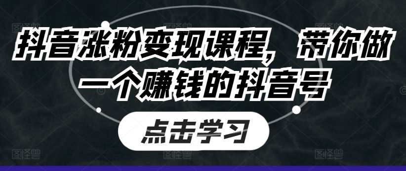 抖音涨粉变现课程，带你做一个赚钱的抖音号-立业有术