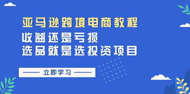 亚马逊跨境电商教程：收益还是亏损！选品就是选投资项目-立业有术