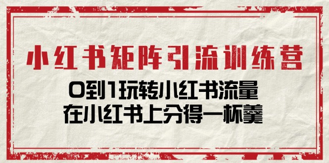 小红书矩阵引流训练营：0到1玩转小红书流量，在小红书上分得一杯羹（14节课）-立业有术