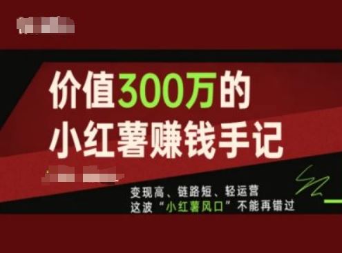 价值300万的小红书赚钱手记，变现高、链路短、轻运营，这波“小红薯风口”不能再错过-立业有术