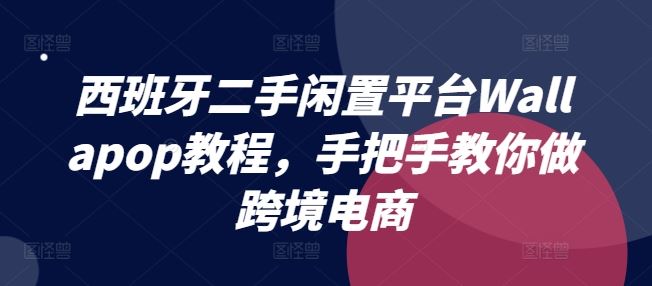 西班牙二手闲置平台Wallapop教程，手把手教你做跨境电商-立业有术