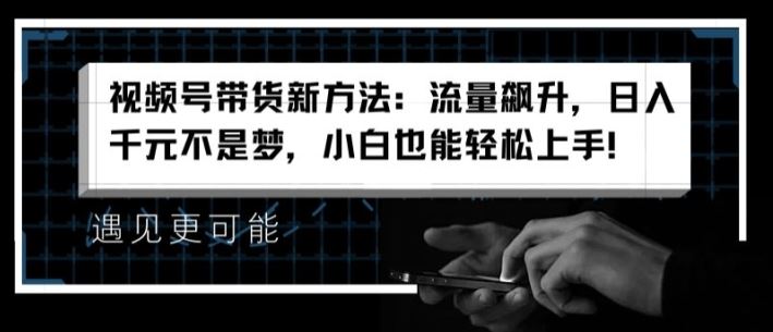 视频号带货新方法：流量飙升，日入千元不是梦，小白也能轻松上手【揭秘】-立业有术