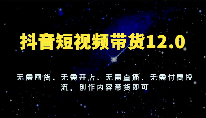 抖音短视频带货12.0，无需囤货、无需开店、无需直播、无需付费投流，创作内容带货即可-立业有术