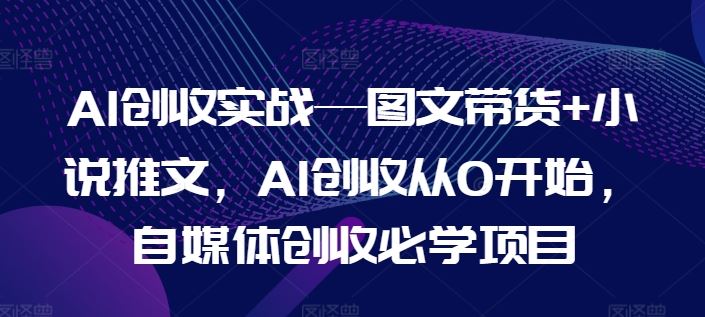 AI创收实战—图文带货+小说推文，AI创收从0开始，自媒体创收必学项目-立业有术