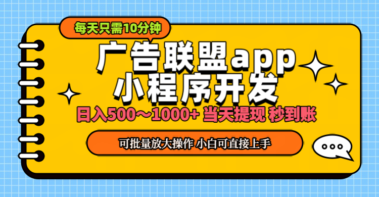 （11645期）小程序开发 广告赚钱 日入500~1000+ 小白轻松上手！-立业有术