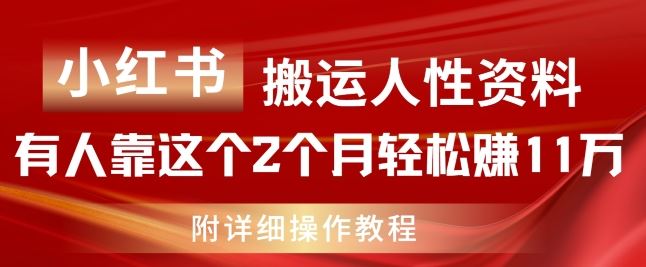 小红书搬运人性资料，有人靠这个2个月轻松赚11w，附教程【揭秘】-立业有术