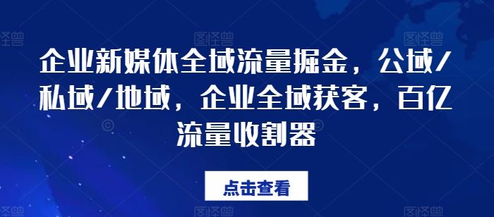 企业新媒体全域流量掘金，公域/私域/地域，企业全域获客，百亿流量收割器-立业有术