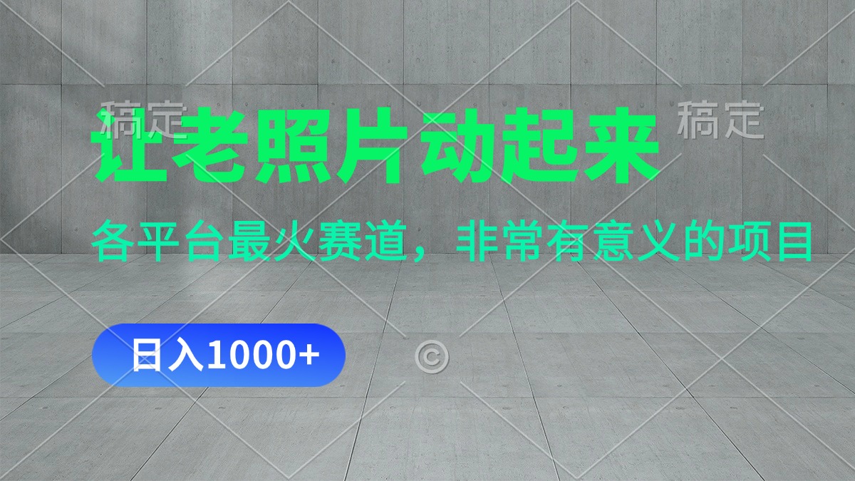 （11671期）让老照片动起来，一天变现1000+，各平台最火赛道，看完就会-立业有术