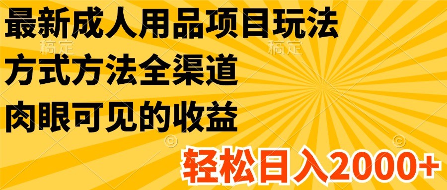 最新成人用品项目玩法，方式方法全渠道，肉眼可见的收益，轻松日入2000+-立业有术