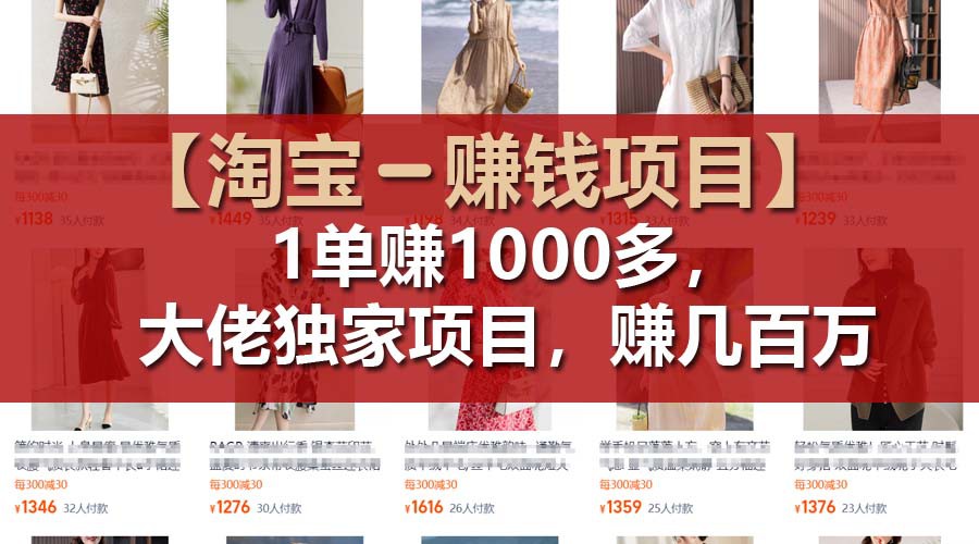 【淘宝赚钱项目】1单可赚1000多，大佬独家项目，年赚几百万-立业有术