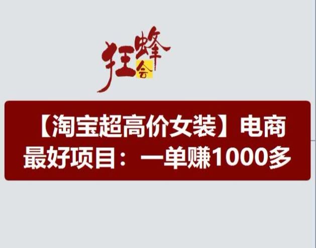 淘宝超高价女装项目，电商最好赛道，一单赚1000多-立业有术