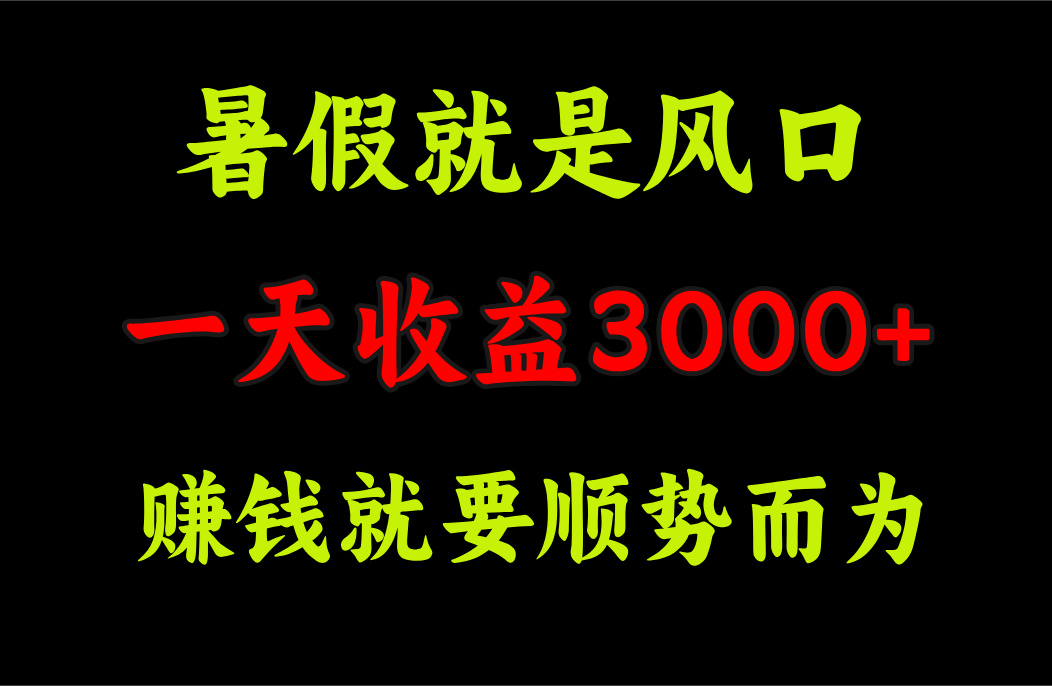 （11670期）一天收益3000+ 赚钱就是顺势而为，暑假就是风口-立业有术