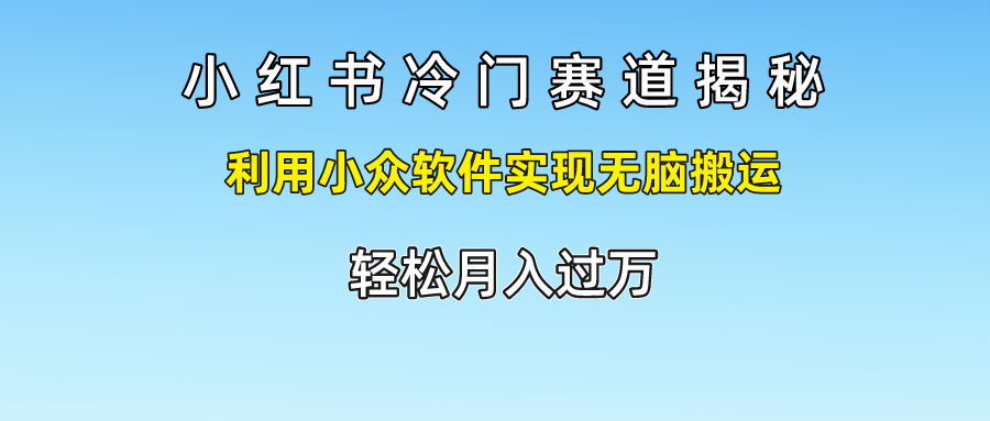 小红书冷门赛道揭秘,利用小众软件实现无脑搬运，轻松月入过万-立业有术
