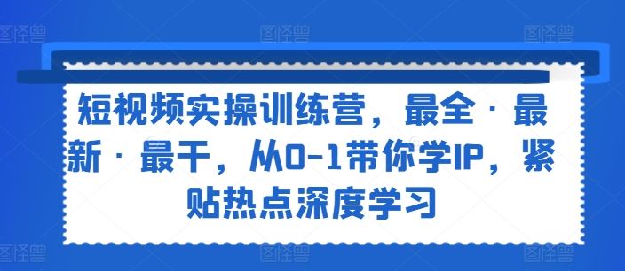 短视频实操训练营，最全·最新·最干，从0-1带你学IP，紧贴热点深度学习-立业有术
