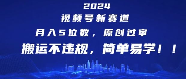 2024视频号新赛道，月入5位数+，原创过审，搬运不违规，简单易学【揭秘】-立业有术