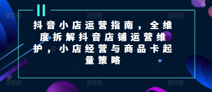 抖音小店运营指南，全维度拆解抖音店铺运营维护，小店经营与商品卡起量策略-立业有术