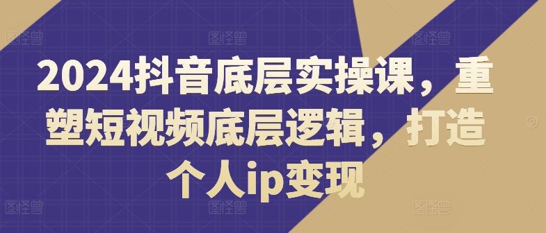 2024抖音底层实操课，​重塑短视频底层逻辑，打造个人ip变现-立业有术