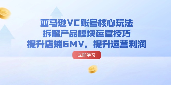 （11848期）亚马逊VC账号核心玩法，拆解产品模块运营技巧，提升店铺GMV，提升运营利润-立业有术