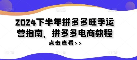 2024下半年拼多多旺季运营指南，拼多多电商教程-立业有术