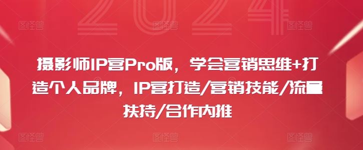 摄影师IP营Pro版，学会营销思维+打造个人品牌，IP营打造/营销技能/流量扶持/合作内推-立业有术