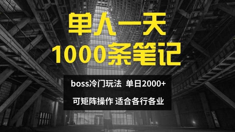单人一天1000条笔记，日入2000+，BOSS直聘的正确玩法【揭秘】-立业有术