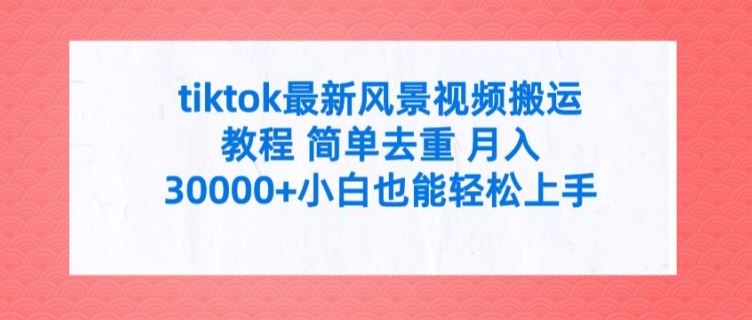 tiktok最新风景视频搬运教程 简单去重 月入3W+小白也能轻松上手【揭秘】-立业有术
