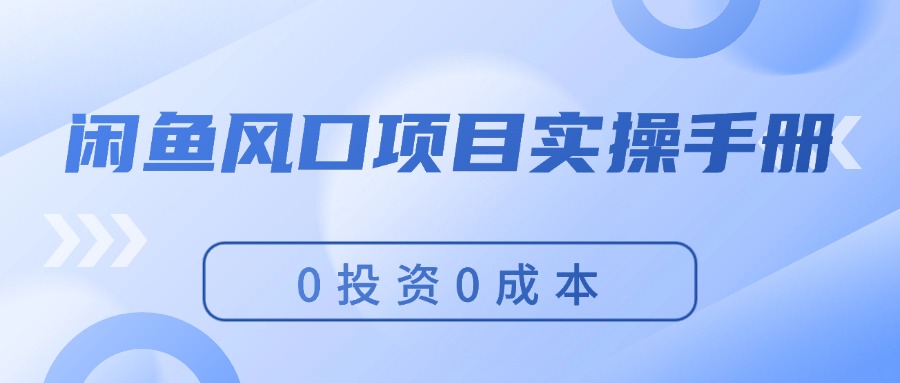 （11923期）闲鱼风口项目实操手册，0投资0成本，让你做到，月入过万，新手可做-立业有术