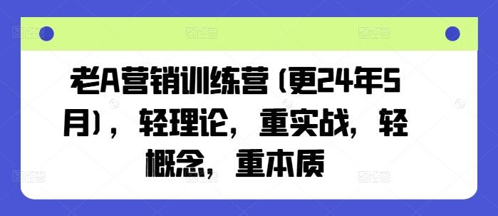 老A营销训练营(更24年7月)，轻理论，重实战，轻概念，重本质-立业有术