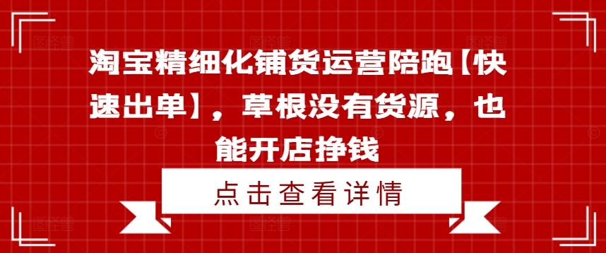 淘宝精细化铺货运营陪跑【快速出单】，草根没有货源，也能开店挣钱-立业有术