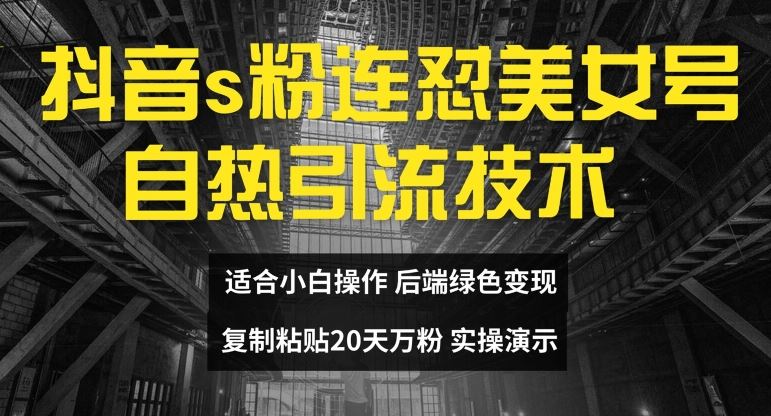 抖音s粉连怼美女号自热引流技术复制粘贴，20天万粉账号，无需实名制，矩阵操作【揭秘】-立业有术
