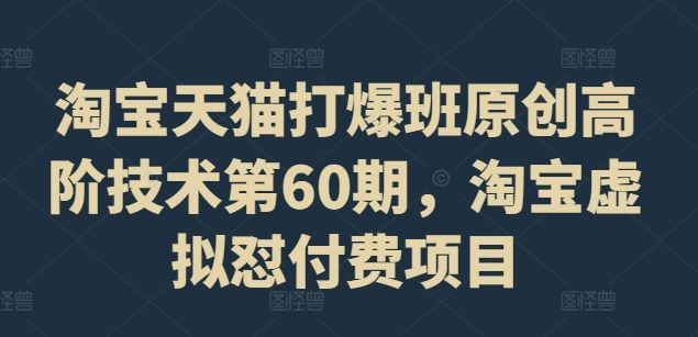 淘宝天猫打爆班原创高阶技术第60期，淘宝虚拟怼付费项目-立业有术