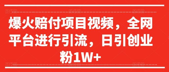 爆火赔付项目视频，全网平台进行引流，日引创业粉1W+【揭秘】-立业有术
