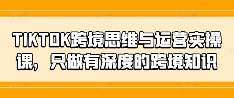 TIKTOK跨境思维与运营实操课，只做有深度的跨境知识-立业有术