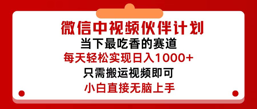 （12017期）微信中视频伙伴计划，仅靠搬运就能轻松实现日入500+，关键操作还简单，…-立业有术